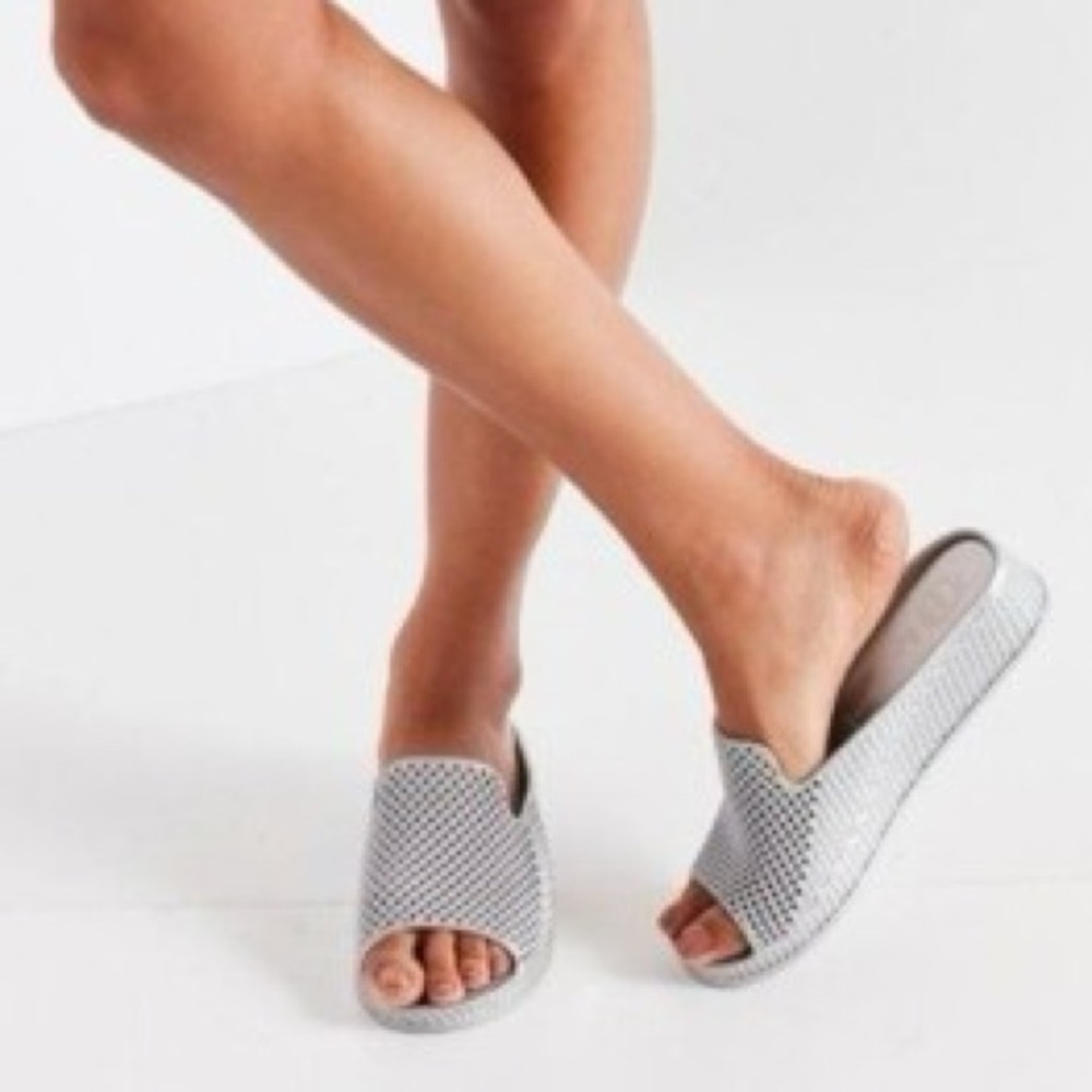 Jeffrey Campbell Havana Last Fling Silver Glitter Mules/Sandals in Women’s 11